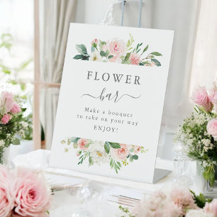 Panneau Flore Baby shower rose pâle