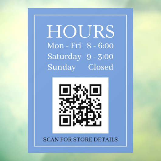 Panneau Heures d'Ouverture, Code QR, Message Bleu  (Feuille 3)