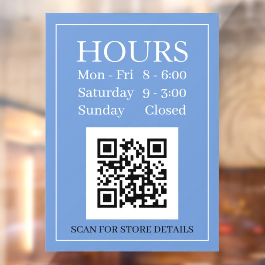 Panneau Heures d'Ouverture, Code QR, Message Bleu (Feuille 2)