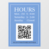 Panneau Heures d'Ouverture, Code QR, Message Bleu (Feuille)