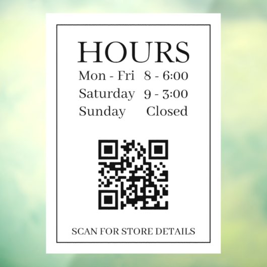 Panneau Heures d'Ouverture, Code QR, Message Texte (Feuille 3)