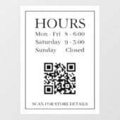 Panneau Heures d'Ouverture, Code QR, Message Texte (Feuille)