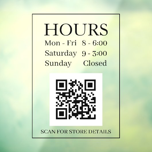 Panneau Heures d'Ouverture, Code QR, Texte Noir Me (Feuille 3)