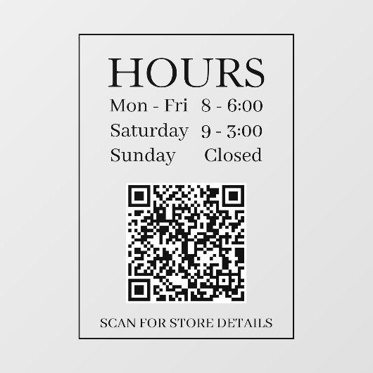 Panneau Heures d'Ouverture, Générer Code QR, Messa (Feuille)