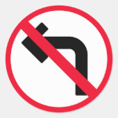 Panneau interdit de virage à gauche | Stickers ron (Devant)