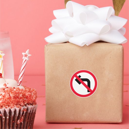 Panneau interdit de virage à gauche | Stickers ron (Fête)