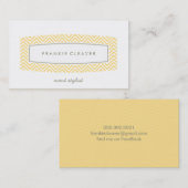 panneau jaune à motif carte de visite chevron frai (Devant / Derrière)