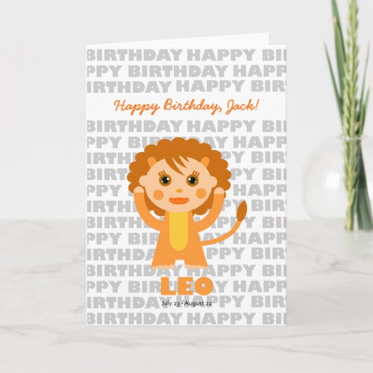Panneau Leo Zodiac Carte d'anniversaire (Devant)