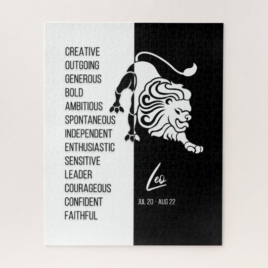 Panneau Leo Zodiac, Puzzle noir et blanc (Vertical)