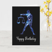 Panneau Libra bleue Carte d'anniversaire (Fleur jaune)