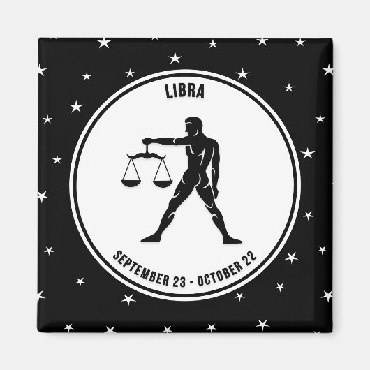 Panneau Libra Zodiac, Aimant noir et blanc (Devant)