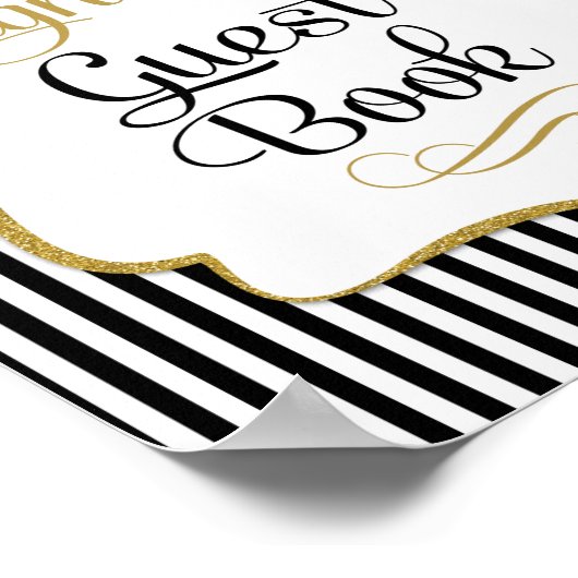 Panneau Livre d'Or Rayure Noir Or (Coin)