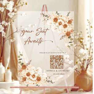 Panneau Mariage acrylique du tableau de sièges QR