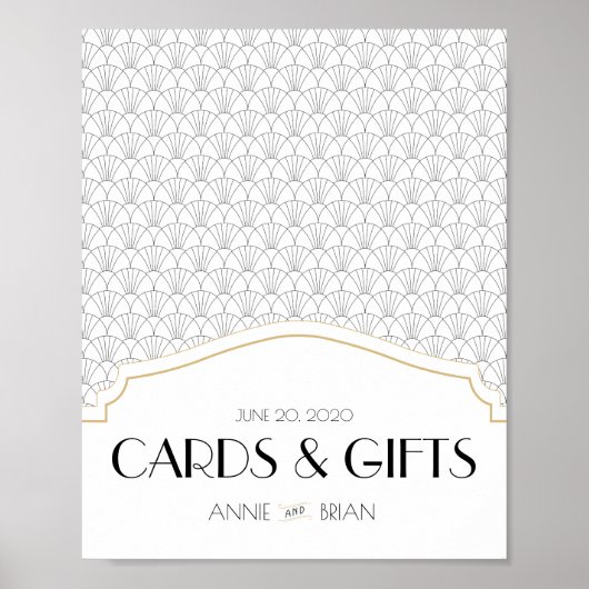 Panneau Mariage Art Déco Cartes et Cadeaux de Bien (Devant)
