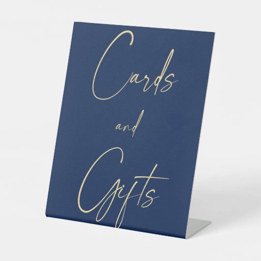 Panneau mariage Bleu et Or Cartes et Cadeaux (Recto)