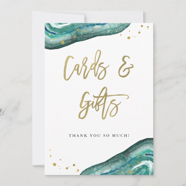 Panneau Mariage Cartes et Cadeaux | Géode Turquois (Devant)