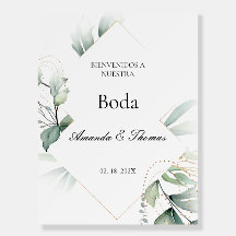 Panneau Mariage de bienvenue de la couronne verte