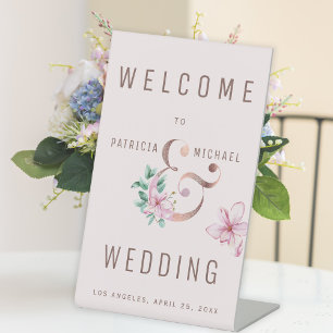 Panneau mariage de bienvenue en or rose