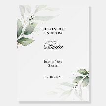 Panneau Mariage de bienvenue Espagnol Vert