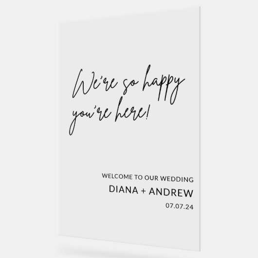 Panneau Mariage de calligraphie de bienvenue éléga (Angle)