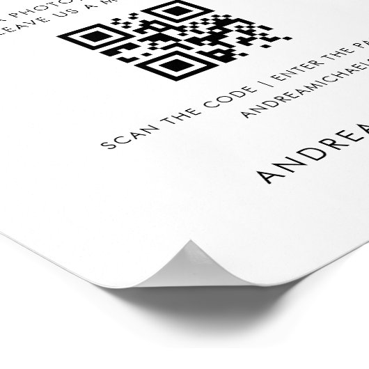 Panneau Mariage du livre d'or numérique Code QR ré (Coin)