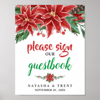 Panneau Mariage du livre d'or Red Poinsettia