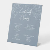 Panneau Mariage Dusty Blue Minimal Leaf Boissons (Recto)
