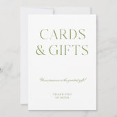 Panneau Mariage élégant Sage Green Cartes & Cadeau (Devant)