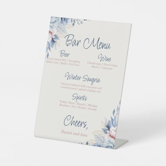 Panneau Mariage Floral Bleu (Recto)
