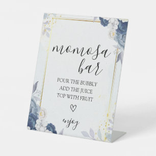 Panneau Mariage Floral bleu Dusty Momosa Bar
