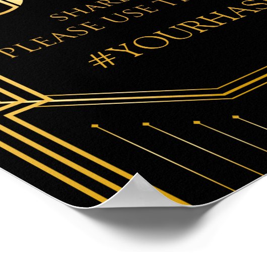 Panneau Mariage Hashtag | Gatsby Art Déco (Coin)