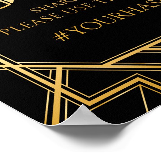 Panneau Mariage Hashtag | Gatsby Art Déco (Coin)