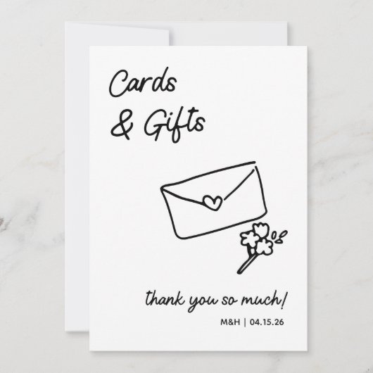 Panneau Mariage minimaliste Whimsical pour cartes  (Devant)