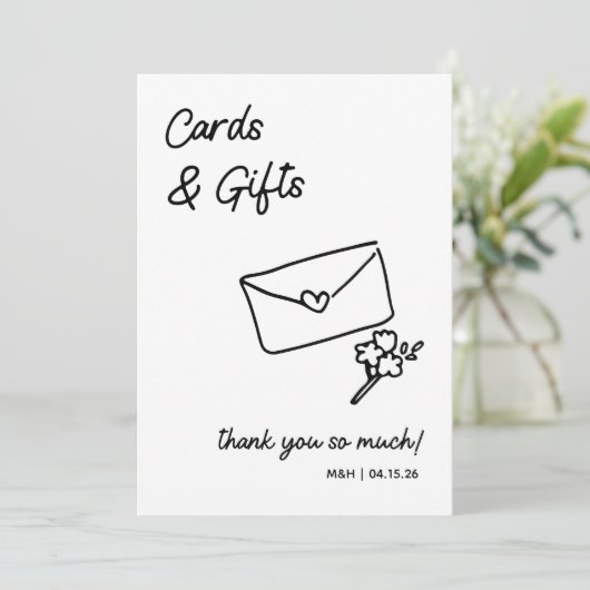 Panneau Mariage minimaliste Whimsical pour cartes  (Debout devant)