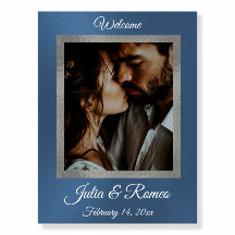 Panneau Mariage Monts Aquarelle bleu 2