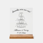 Panneau Mariage Open Bar Doodle Champagne tiré à l (Recto)