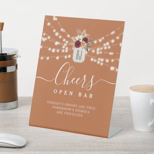 Panneau Mariage Terracotta Open Bar Pedestal (In SItu)