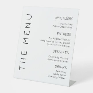 Panneau Menu moderne MariageMenu, Panneau Menu noi