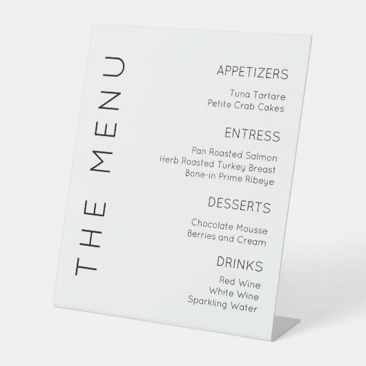 Panneau Menu moderne MariageMenu, Panneau Menu noi (Recto)