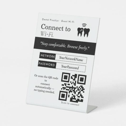 Panneau minimal de connexion au Wi‑Fi QR Code | Wi (Recto)