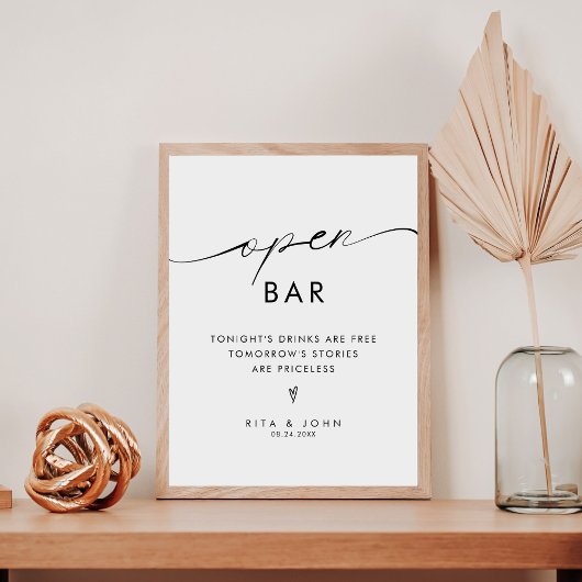 Panneau minimaliste moderne Open Bar Mariage
