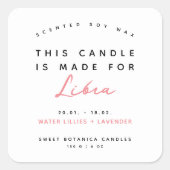 Panneau moderne en zodiaque Libra bougie étiquette (Devant)