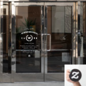 Panneau Monogramme moderne Barbershop Horaires d'o (Porte de bureau)