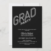 Panneau Neon Black Graduation Party Invitation (Devant)
