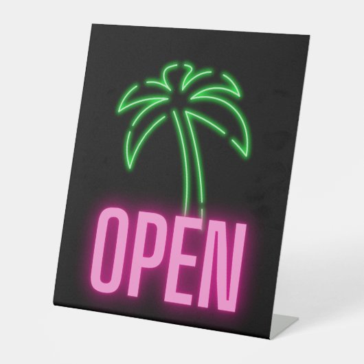 Panneau Neon Palm Tree vert & rose Open Pedestal (Recto)