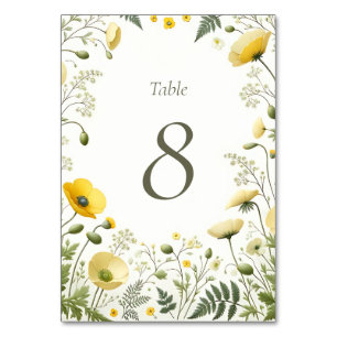 Panneau Numéro de la table de Fleurs sauvages jaun