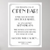 Panneau Open Bar Gatsby Art Déco Argent 18x24 (Devant)