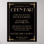 Panneau Open Bar Gatsby Art Déco Noir 18x24 (Devant)