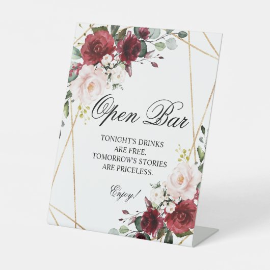 Panneau Open Bar Rose rose et bordeaux (Recto)