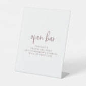 Panneau Open Bar Script Rustique Rose Gold Script (Recto)